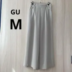 GU ボタンワイドアンクルパンツ 淡色 グリーン ミント M 春夏 パステル