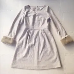 プロポーション ベージュ ピンク ウール混 長袖ワンピース サイズ1