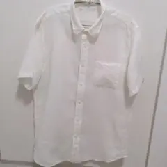 無印良品 リネン100% 半袖シャツ ホワイト XL