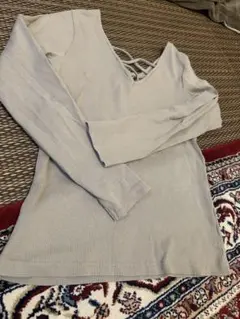 グレージュ　vネック 長袖 トップス