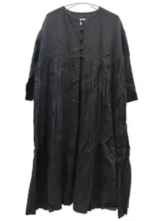 Gauze# ガーゼ リネン ワンピース 黒