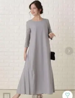 体型カバー　 ロング丈バックプリーツワンピース・ドレス