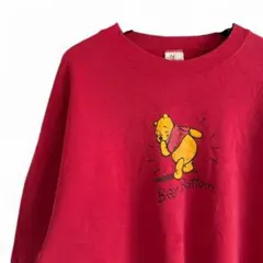 90s ヴィンテージ Disney プーさん Bear 赤スウェット F05