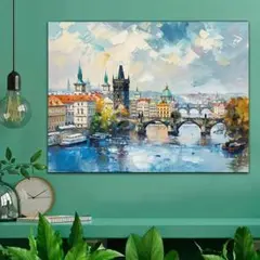 「プラハのカレル橋」キャンバスプリントアート 60cm x 40cm