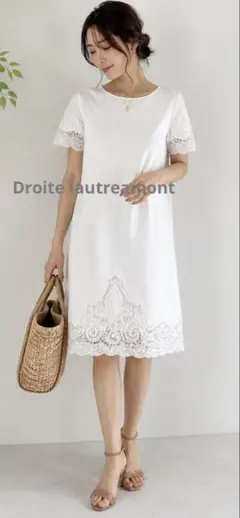 SALE⭐️未使用Droite lautreamontレースワンピース　白　上品のサムネイル