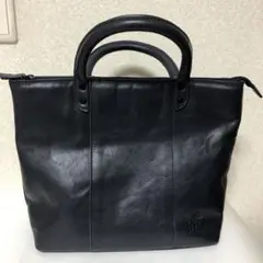 髭バッグ ハーヴェストレーベル　レザー トート　ネイビー　布袋付き