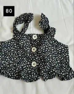 黒地小花柄フリルタンクトップ 80 petit main