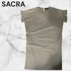 SACRA TOKYO カーキ　ひざ丈ワンピース 半袖　38のサムネイル