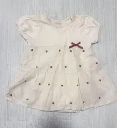 petit main プティマイン　ハート柄　ロンパース　生成り　80 美品