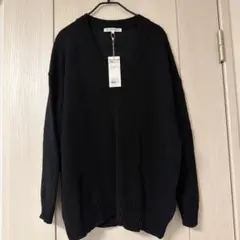 23区 Vネック 麻・シルクニット ブラック 新品タグ付きのサムネイル