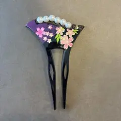 髪飾り かんざし バチ型 パール