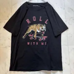 ブルドッグ　スケートボード　Tシャツ　黒　XL