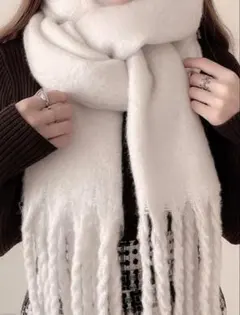 GRL 起毛フェイクウールフリンジボリュームマフラー　[fo1250]