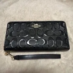 【新品】コーチ 財布 COACH 長財布 シグネチャー ストラップ付き ブラック