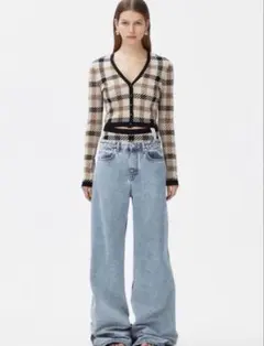rokh H&M チェック柄 クロップドニットカーディガン