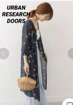 アーバンリサーチドアーズ*ダークフラワーシフォンガウンワンピース*羽織り