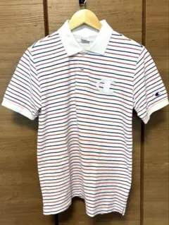 Champion ビッグCロゴ ボーダーポロシャツ M 袖ロゴ 半袖のサムネイル