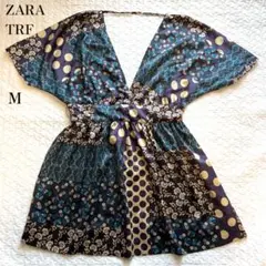 【訳あり】ZARA TRF パッチワーク柄 チュニック 花柄 ペイズリー M