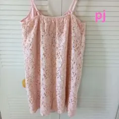 ピンク レース 花柄 ノースリーブ キャミソール　ワンピース　ビーチジョン　pj