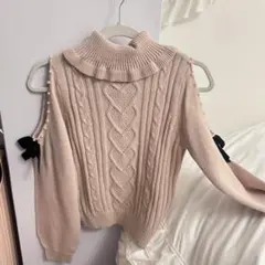 Ank Rouge パール付き肩あきニット