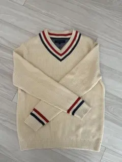 TOMMY HILFIGER Vネックセーター L クリーム