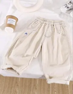 ホワイトデニム ストレート レッグパンツ 小学生 110cm