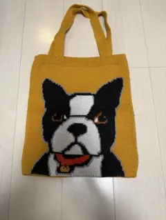 ボストンテリア ニットトートバッグ