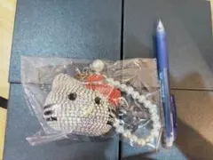 キティちゃん スワロフスキー風 バッグチャーム、キーホルダー