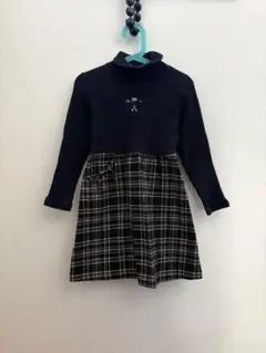 ファミリア　fdash ワンピース　110 ネイビー　チェック