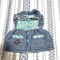 petit jam キッズ 厚手ワンピース型アウター ストライプ チェリー柄