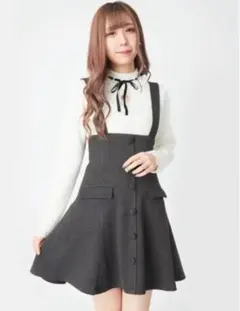 AnkRouge サスペンダー ハイウエスト フレア スカート アンクルージュ