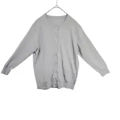 無印良品 クルーネックカーディガン M グレー 綿100% 薄手　春