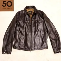 本革 CINQUANTA sheep skinレザージャケット ブラウンネイビー 本革 CINQUANTA sheep skinレザージャケット ブラウンネイビー