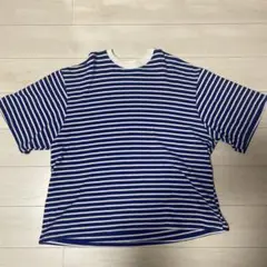 青と白のストライプオーバーサイズTシャツ