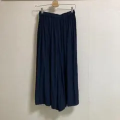 ネイビー ガウチョパンツ ゴムウエスト