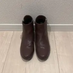 ダークブラウン レザーブーティ ジッパー付き