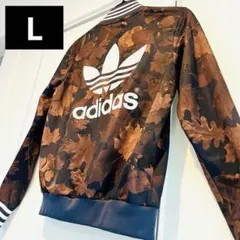 アディダス トラックジャケット ジャージ　L 総柄 落ち葉 Y2K レア