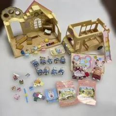 シルバニアファミリー　森のなかよしようちえん＋2階だてようちえんバス他まとめ売り