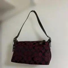 超美品COACH バーガンディ ブラック ハンドバッグ