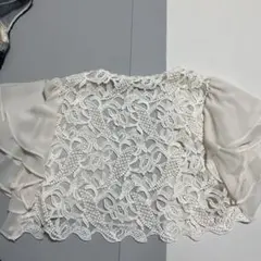 ホワイトレースフリルカーディガン　ボレロ　ドリードール　ドレス　ウエディング