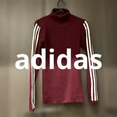 adidas バーガンディ タートルネック セーター