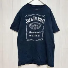 JACK DANIEL'S ジャックダニエル Tシャツ 企業物 ロゴ 紺 M