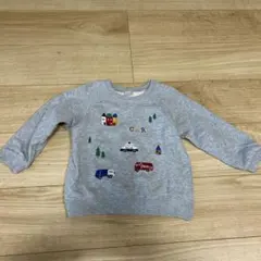 petit main 車刺繍トレーナー 110cm グレー