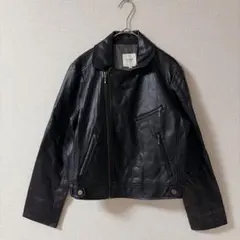 【BEAMS HEART】フェイクレザージャケット　ライダース　ブラック M