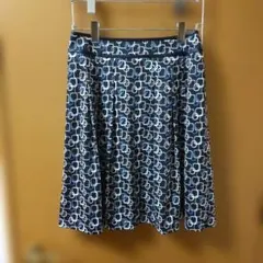 Style.com ネイビー幾何学模様フレアスカート