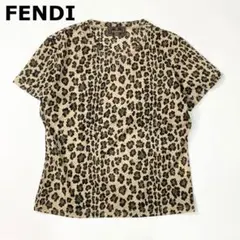 FENDI フェンディ トップス 半袖 レオパード ズッカ メッシュ 42 XL