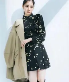 snidel スナイデル フリルミニプリントワンピース フラワー FLOWER