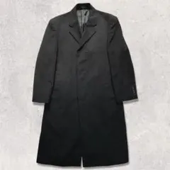 カシミヤチェスターコート　比翼　着丈108cm【96 A5】ダークグレー