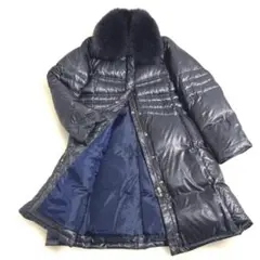 美品✨ダウンコート　フォックスファー　ロング Aライン Lサイズ 2way