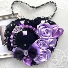 痛ロゼット／紫×黒／ハート型／1点限り／即購入大歓迎／匿名配送